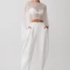 Oriana Oversize-byxor i linne – Vit Oriana Oversize-byxor i linne – Vit