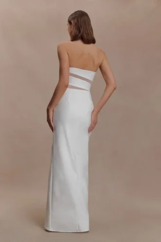 Paulina Cut Out Strapless Maxi Klänning – Vit