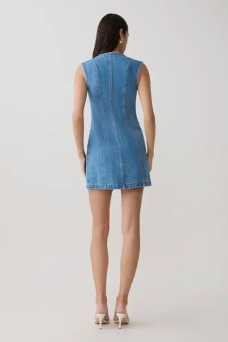Penn-miniklänning i denim med knappar fram – sommarblå