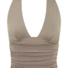 Peregrine modal rynkad halterneck-top – neutral