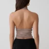 Peregrine modal rynkad halterneck-top – neutral