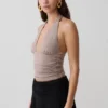 Peregrine modal rynkad halterneck-top – neutral