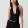 Peregrine Modal rynkad halterneck-top – Svart Peregrine Modal rynkad halterneck-top – Svart