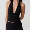 Peregrine Modal rynkad halterneck-top – Svart Peregrine Modal rynkad halterneck-top – Svart