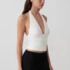 Peregrine Modal rynkad halterneck-top – Vit Peregrine Modal rynkad halterneck-top – Vit