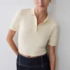Philly stickad knäppt topp – Ivory
