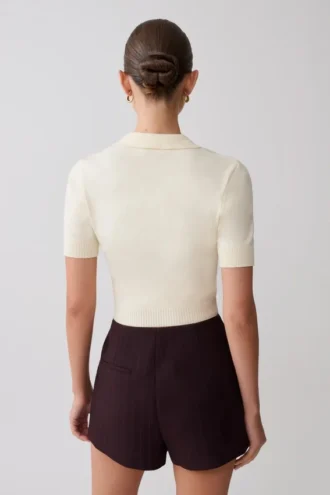 Philly stickad knäppt topp – Ivory