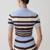 Philly Stripe Knit Button Up Top – Choklad/Blå Philly Stripe Knit Button Up Top – Choklad/Blå