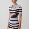 Philly Stripe Knit Button Up Top – Choklad/Blå Philly Stripe Knit Button Up Top – Choklad/Blå