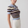 Philly Stripe Knit Button Up Top – Choklad/Blå Philly Stripe Knit Button Up Top – Choklad/Blå
