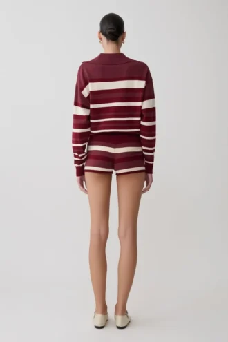 Philly Stripe Knit Shorts – vinröd/kräm