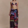 Rachel Chiffon Straight Leg Byxor – Multi Fluid Reverie Print
