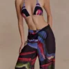 Rachel Chiffon Straight Leg Byxor – Multi Fluid Reverie Print