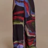 Rachel Chiffon Straight Leg Byxor – Multi Fluid Reverie Print