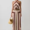Rachel Chiffon Straight Leg Byxor – Multi Stripe Rachel Chiffon Straight Leg Byxor – Multi Stripe