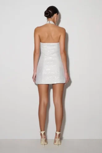 Raina Diamante halterneck-miniklänning – vit