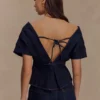 Rayne off-shoulder-Denim-top – indigoblå Rayne off-shoulder-Denim-top – indigoblå