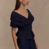 Rayne off-shoulder-Denim-top – indigoblå Rayne off-shoulder-Denim-top – indigoblå
