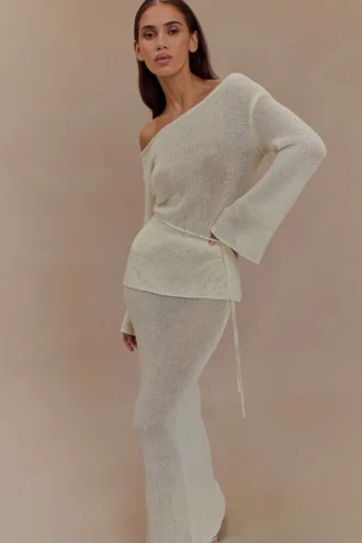 Reagan off-shoulder-toppar – vit