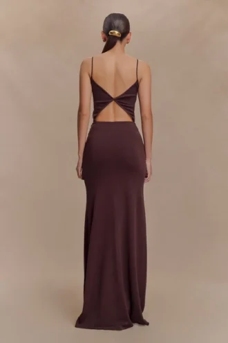 Reama Wrap Over Knit Maxi Klänning – Choklad
