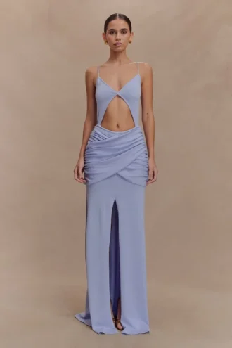 Reama Wrap Over Knit Maxi Klänning – Cornflower Blue