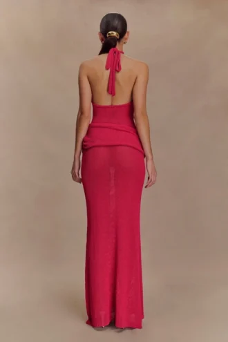 Reece Halter Knit Maxi Klänning – Dragonfruit