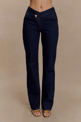 Remington V-front jeans med raka ben – indigoblå