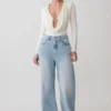 Sebastian raka Denim jeans med slitna kanter – tvättade ljusblå Sebastian raka Denim jeans med slitna kanter – tvättade ljusblå
