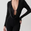 Ren Cowl långärmad slinky bodysuit – svart Ren Cowl långärmad slinky bodysuit – svart