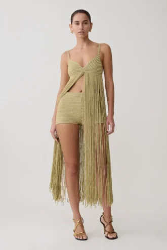 Renee Lurex Crochet Maxi Klänning – Gold