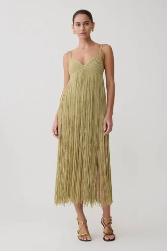 Renee Lurex Crochet Maxi Klänning – Gold