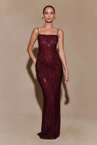 Roisin Diamante maxiklänning – Mahogany