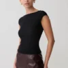 Romana kortärmad mesh-top – svart Romana kortärmad mesh-top – svart