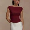 Romana kortärmad mesh-top – vinröd Romana kortärmad mesh-top – vinröd