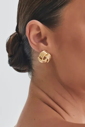 Rowan knutna örhängen – guld