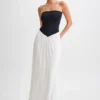 Ruby Strapless Slinky Maxi Klänning – Svart/Vit Ruby Strapless Slinky Maxi Klänning – Svart/Vit
