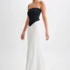 Ruby Strapless Slinky Maxi Klänning – Svart/Vit Ruby Strapless Slinky Maxi Klänning – Svart/Vit