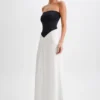 Ruby Strapless Slinky Maxi Klänning – Svart/Vit Ruby Strapless Slinky Maxi Klänning – Svart/Vit