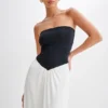 Ruby Strapless Slinky Maxi Klänning – Svart/Vit Ruby Strapless Slinky Maxi Klänning – Svart/Vit