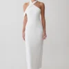 Sable Crossover Crepe Midi Klänning – Vit Sable Crossover Crepe Midi Klänning – Vit