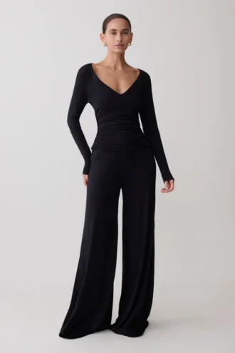 Sari långärmad modal-top – svart