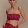 Scottie-bandeau i rynkat linne – vinröd Scottie-bandeau i rynkat linne – vinröd
