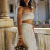 Scottie Shirred Linen Bandeau – Oat Marle Scottie Shirred Linen Bandeau – Oat Marle