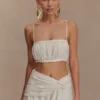 Scottie Shirred Linen Bandeau – Oat Marle Scottie Shirred Linen Bandeau – Oat Marle