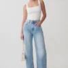 Sebastian raka Denim jeans med slitna kanter – tvättade ljusblå Sebastian raka Denim jeans med slitna kanter – tvättade ljusblå