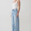 Sebastian raka Denim jeans med slitna kanter – tvättade ljusblå Sebastian raka Denim jeans med slitna kanter – tvättade ljusblå