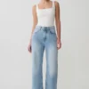 Sebastian raka Denim jeans med slitna kanter – tvättade ljusblå Sebastian raka Denim jeans med slitna kanter – tvättade ljusblå