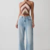 Sebastian raka Denim jeans med slitna kanter – tvättade ljusblå Sebastian raka Denim jeans med slitna kanter – tvättade ljusblå