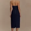 Shauna Denim Halter Midi Klänning – Indigo Blue Shauna Denim Halter Midi Klänning – Indigo Blue