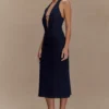 Shauna Denim Halter Midi Klänning – Indigo Blue Shauna Denim Halter Midi Klänning – Indigo Blue